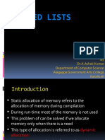 Linked Lists: by Dr.A.Ashok Kumar Department of Computer Science Alagappa Government Arts College Karaikudi