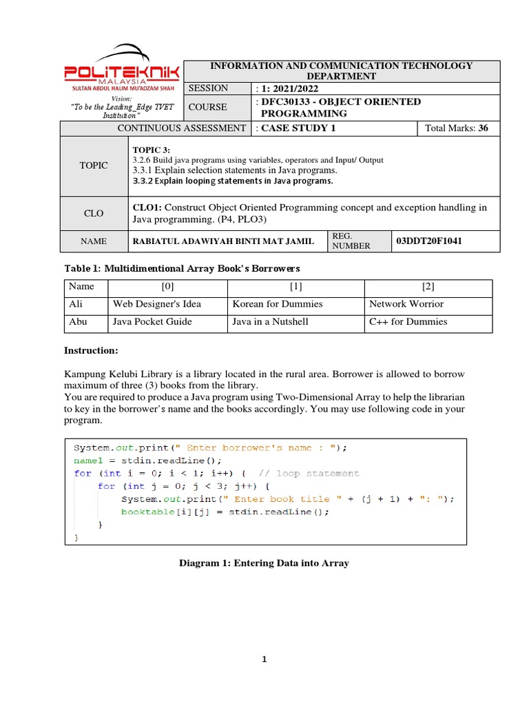 Java Program for Library Book Borrowing | PDF | Java (Programming ...