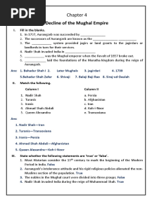 Decline of The Mughal Empire: I. Fill in The Blanks