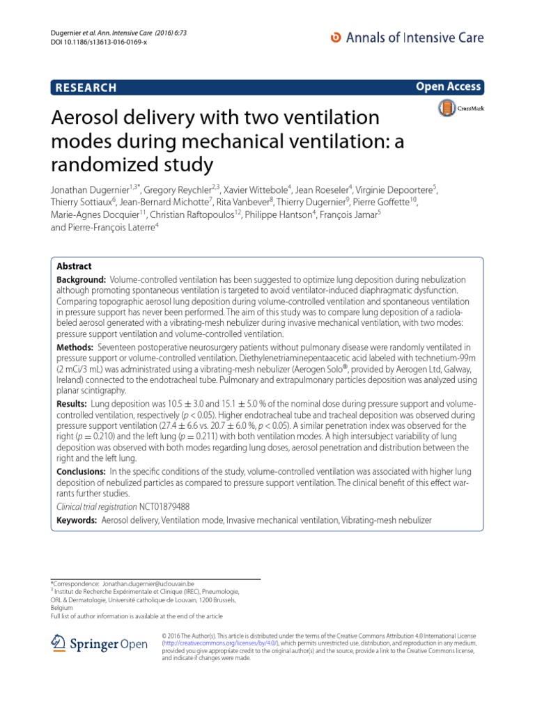 Jurnal Nebulizer Ventilator | PDF | Aerosol | Lung