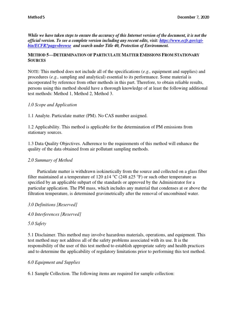 US EPA Method 5 PDF Calibration Pressure Measurement