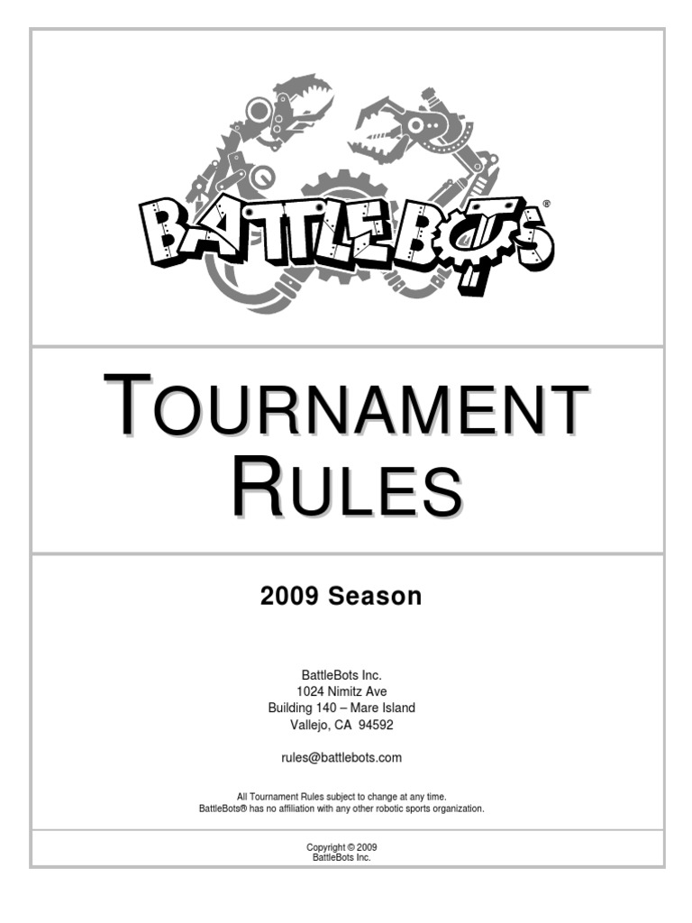 BattleBots Tournament Rules Robot Technology