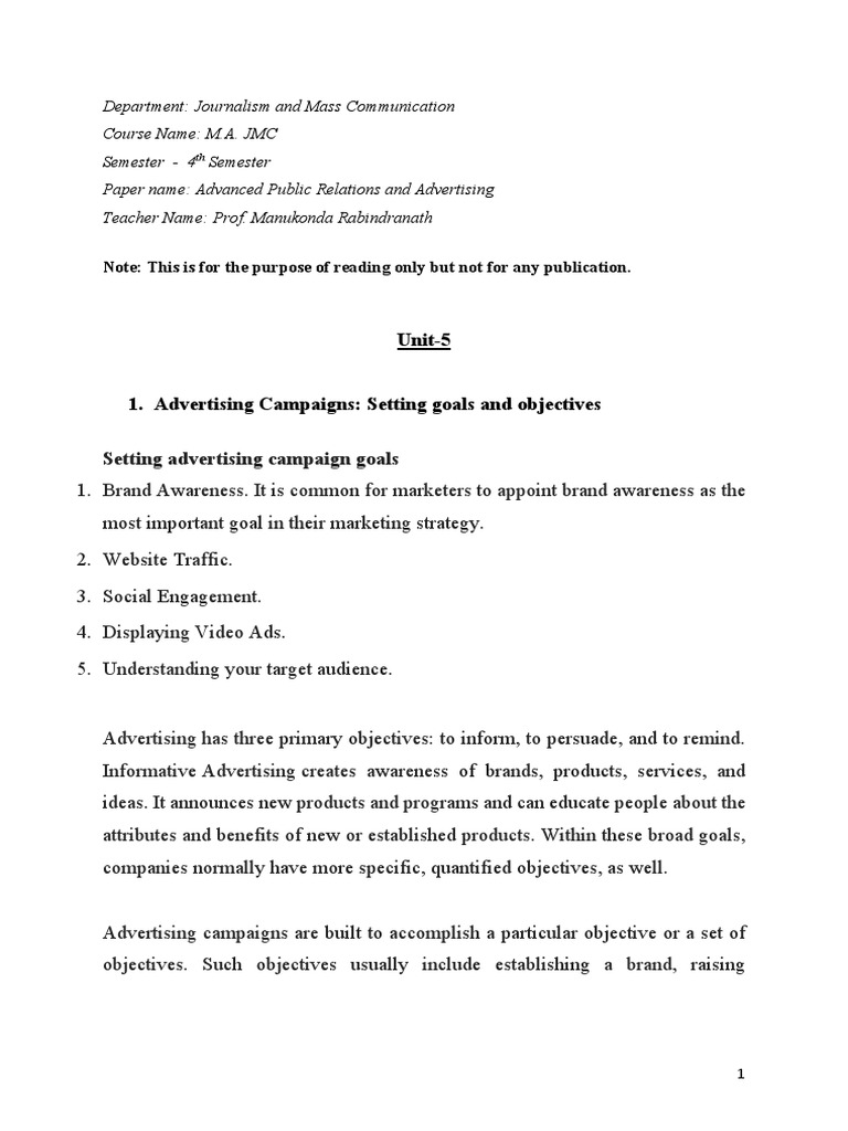 Advanced Public Relations and Advertising | PDF | Marketing ...