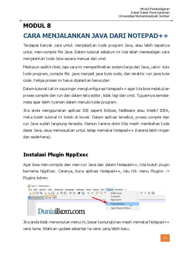 Cara Menjalankan Java Dari Notepad++ | PDF