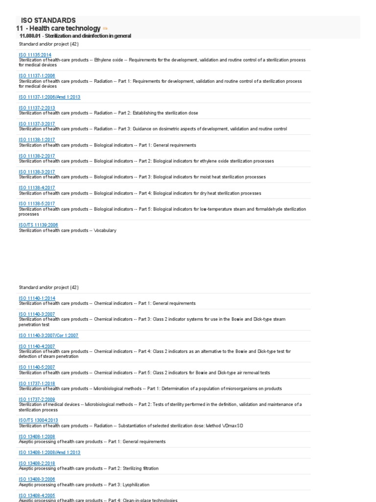 ISO STANDARDS Health Care Technology PDF Sterilization
