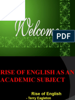 Rise of English As An Academic Subject