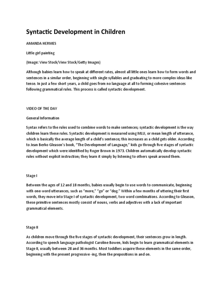 Syntactic Development in Children | PDF | Syntax | Sentence (Linguistics)