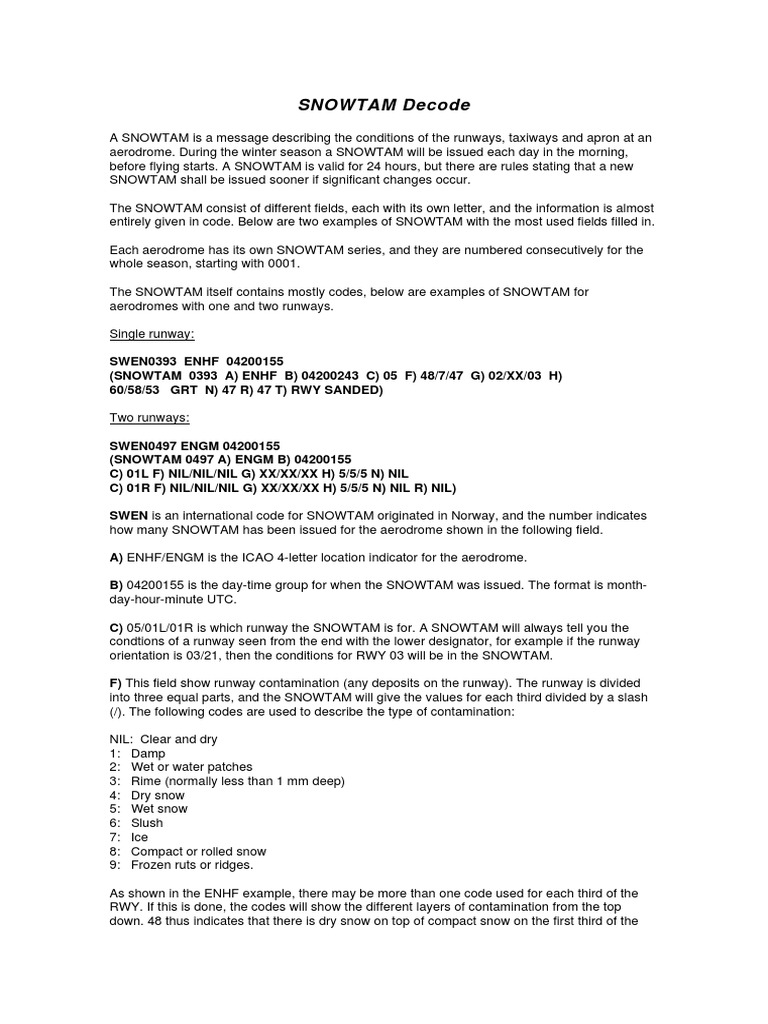 Snowtam Decoder | Download Free PDF | Snow | Runway