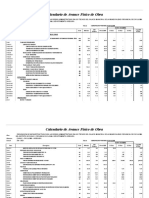 Calendario de Avance Físico de Obra