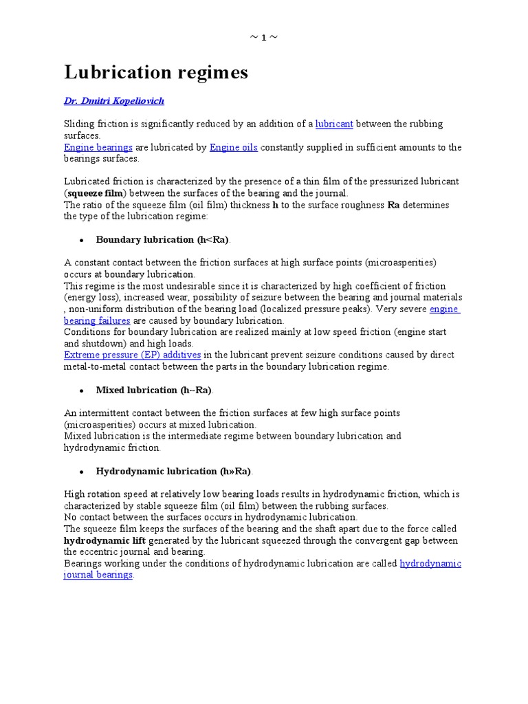 Lubrication Regimes: Dr. Dmitri Kopeliovich | PDF | Fluid Dynamics ...