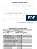 Model of Human Occupation Screening Tool Self-Assessment: Please Note That The MOHO-SA Is A Non-Standardised Assessment