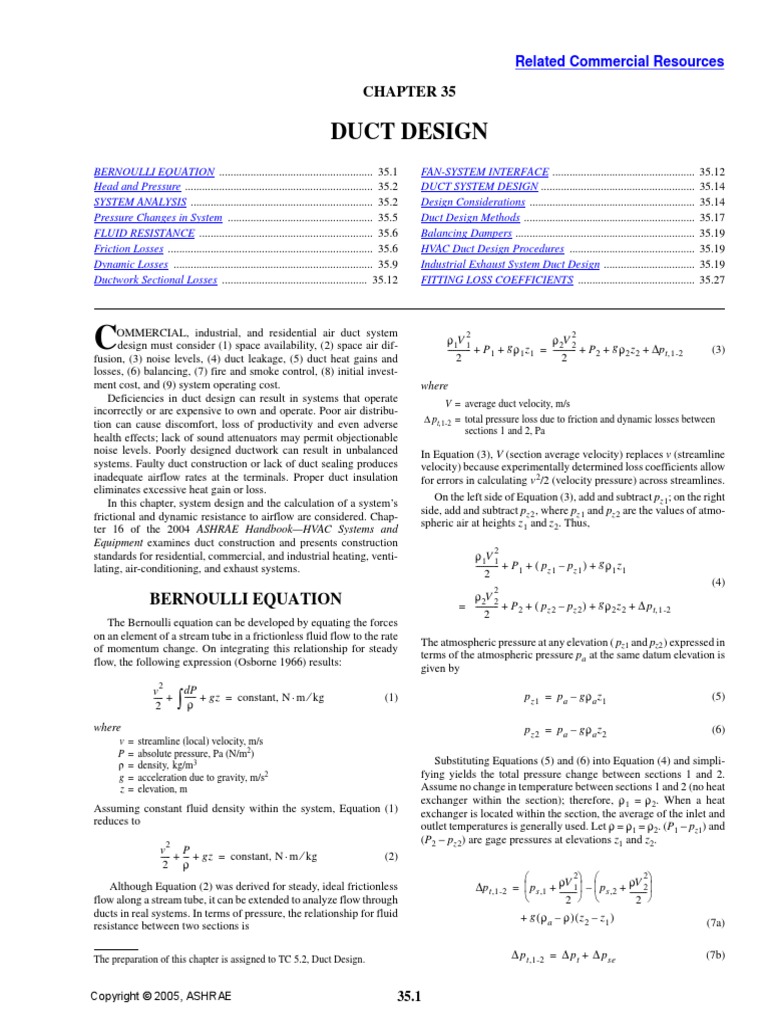 Ashrae Duct Design | Download Free PDF | Reynolds Number | Pressure