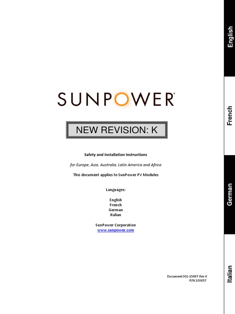 MN Sunpower Solar Panels Safety Installation Guide Eu | PDF ...