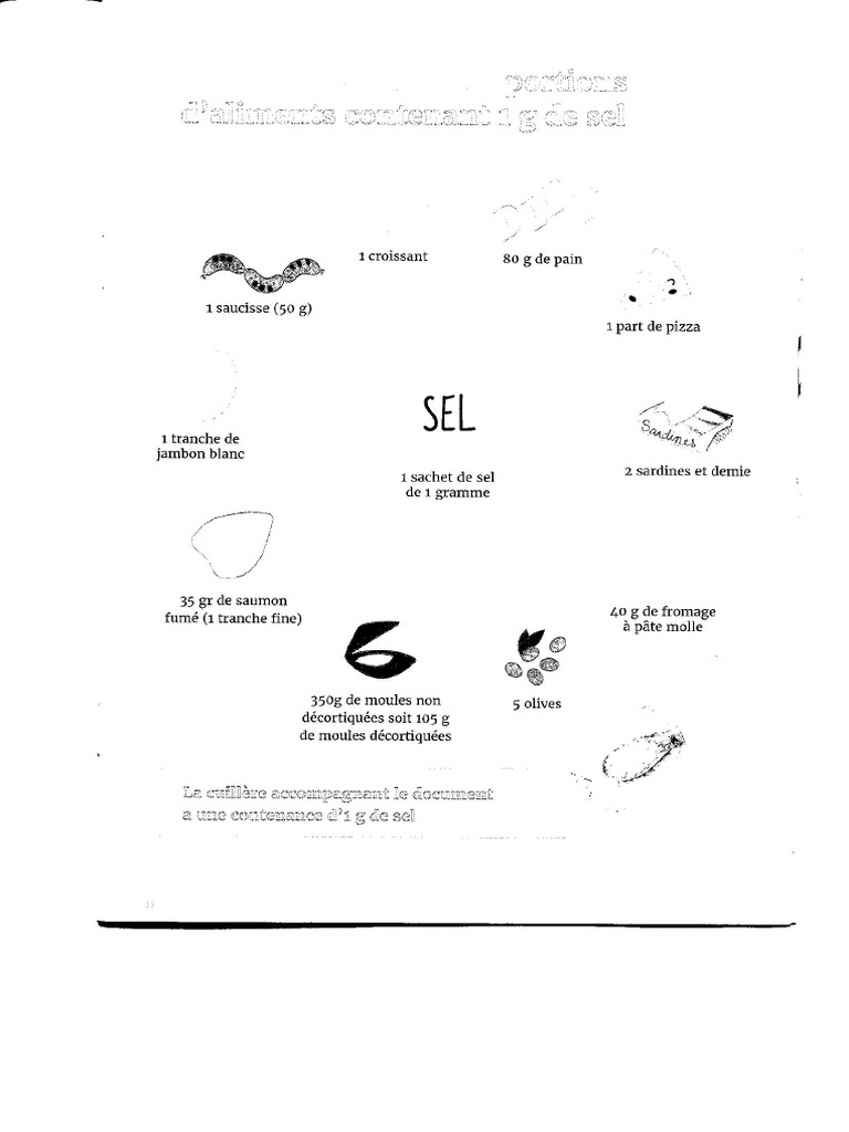 Annexe 1 Portions Aliments Contenant 1 Gramme de Sel PDF