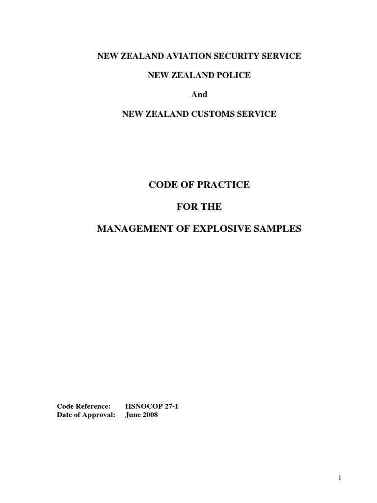 Code of Practice For The Management of Explosive Samples PDF
