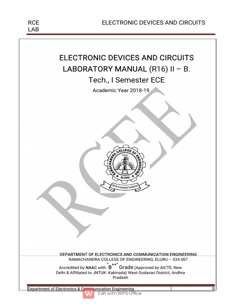 Edc Lab Manual 20182019 Batch PDF Electrical Engineering