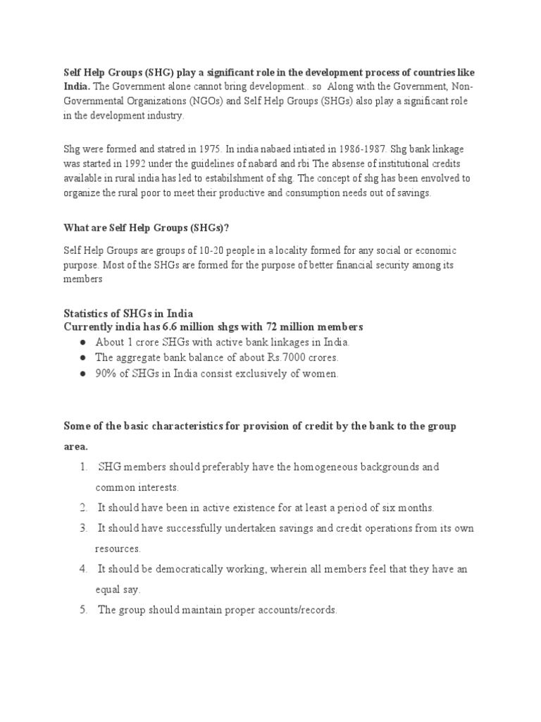 SHG & JLG PDF Loans Economies