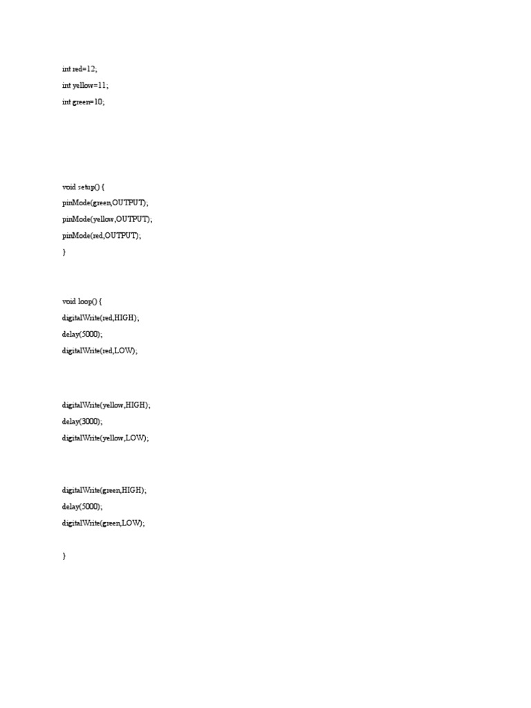 Arduino Traffic Light Code Example | PDF