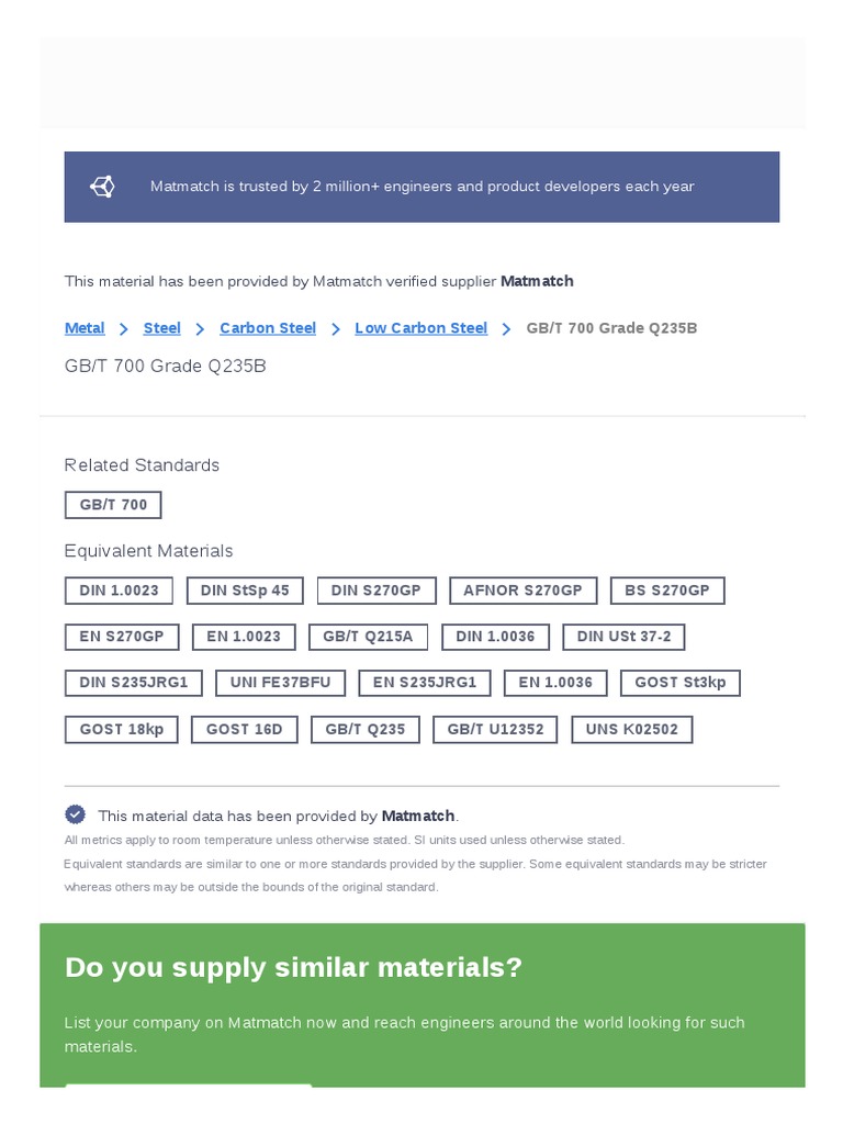 GB/T 700 Q235B Material Properties | PDF | Steel | Young's Modulus
