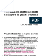 Activitatea de Asistență Socială Ca Răspuns La Grijă Si Serviciile de As Soc