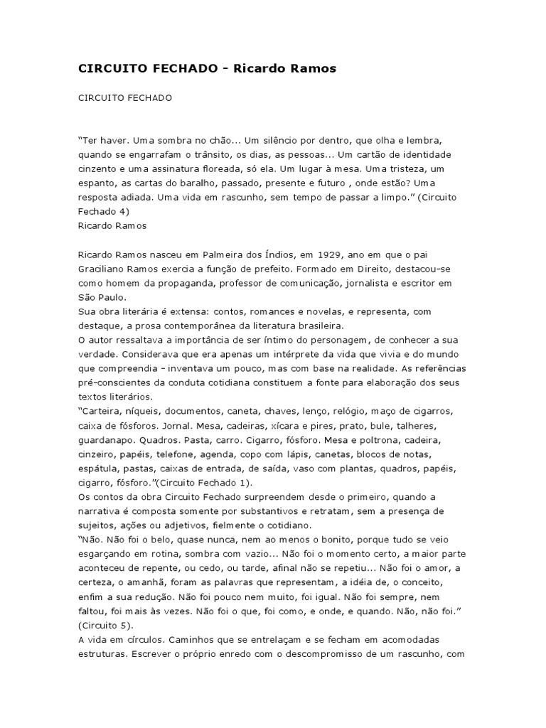 Texto Circuito Fechado | PDF | Contos