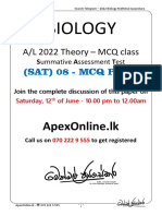 A/L 2022 Theory - MCQ Class: Biology