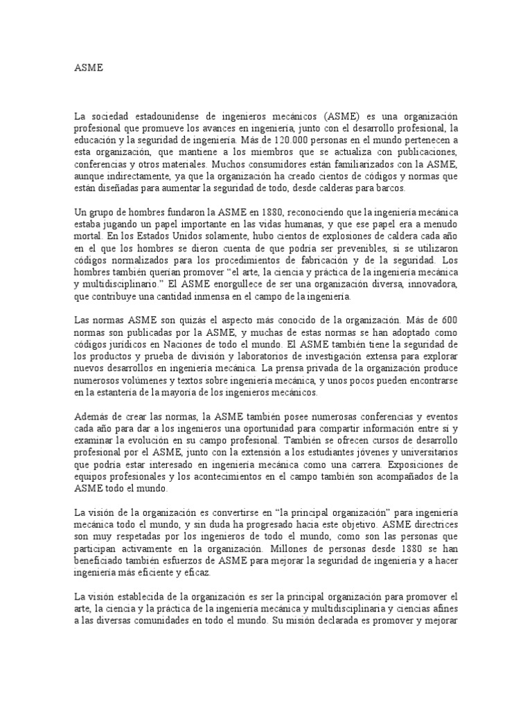 ASME y ANSI: Normas de Ingeniería Globales | PDF | Organización ...