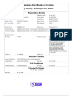 Registration Certificate of Vehicle: Issuing Authority: Kanhangad Srto, Kerala