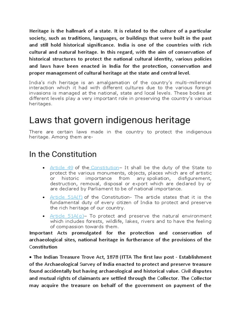 Evolution of Heritage Laws in India | PDF | Cultural Heritage | Monument