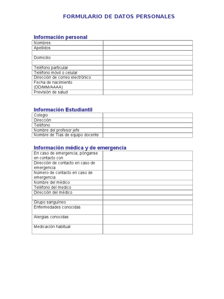 Datos Personales | PDF