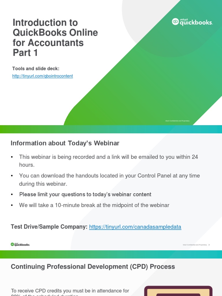 Introduction To Qboa Part 1 Presentation Pdf Quick Books Payments