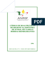 ANIRSF - Código de Boas Práticas de Higiene Na Indústria de Sumos, Néctares e Bebidas Refrigerantes