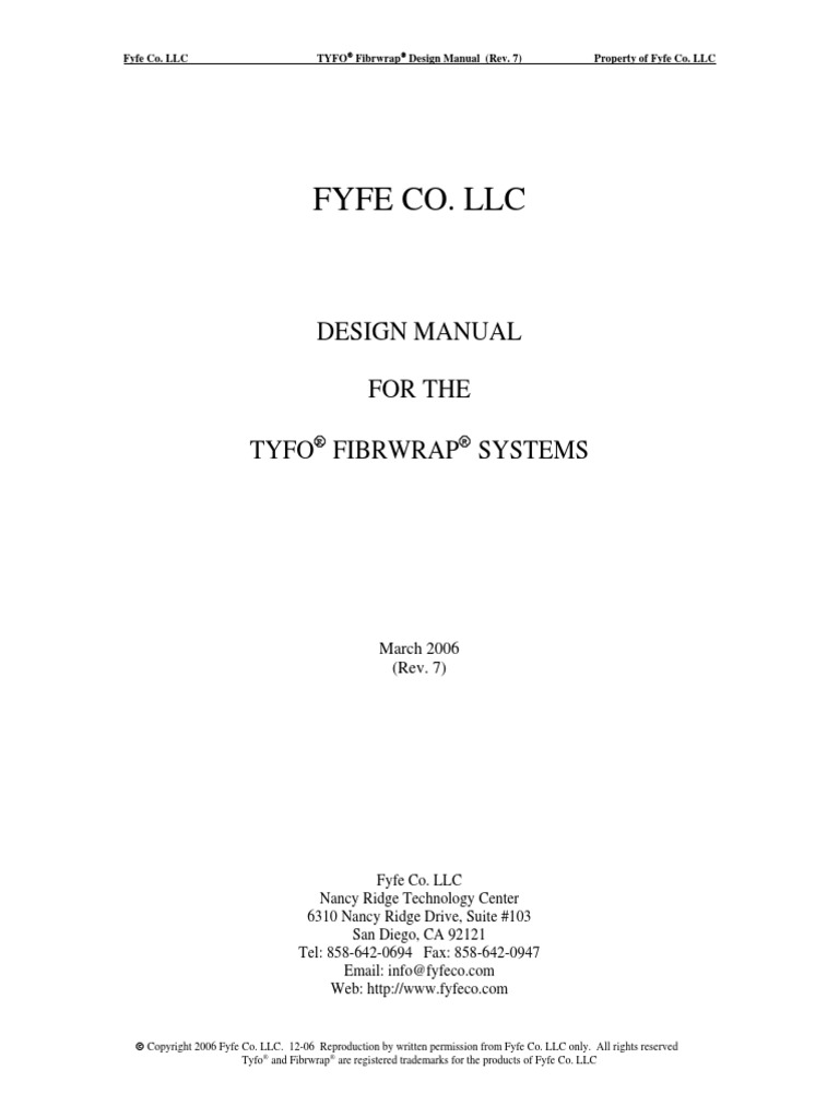 Fyfe Co LLC Design Manual Rev 7 PDF Composite Material Strength