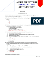 Answers To 2021 Aptitude Test - Assistant Director Ii
