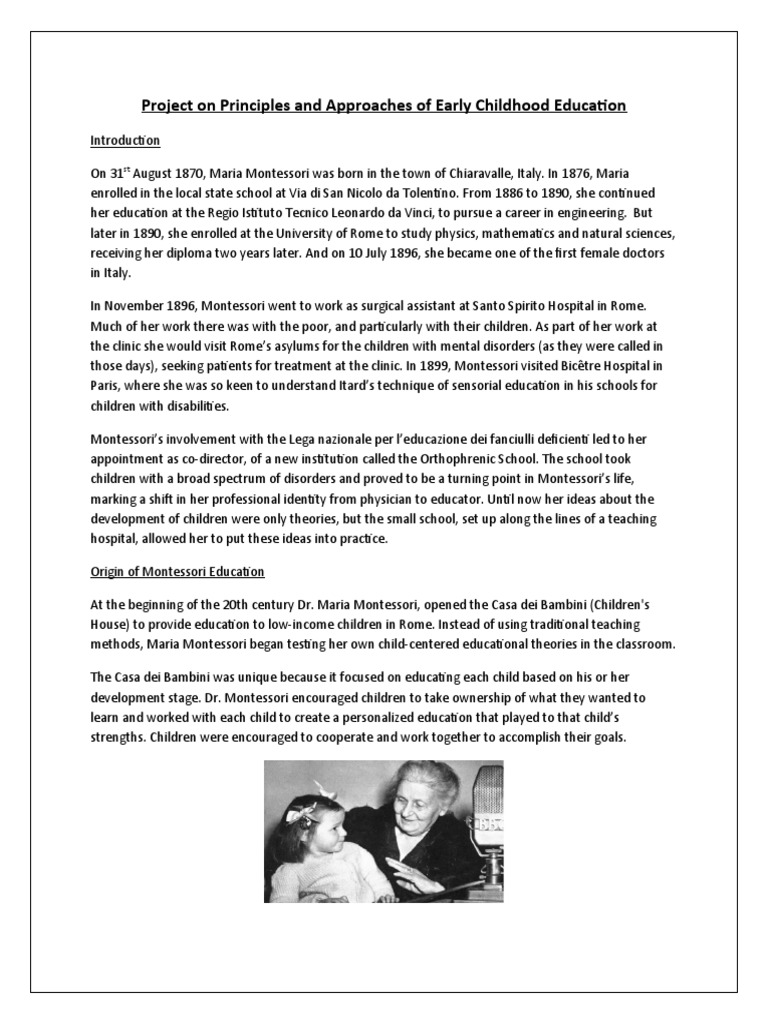 Project On Principles and Approaches of Early Childhood Education PDF