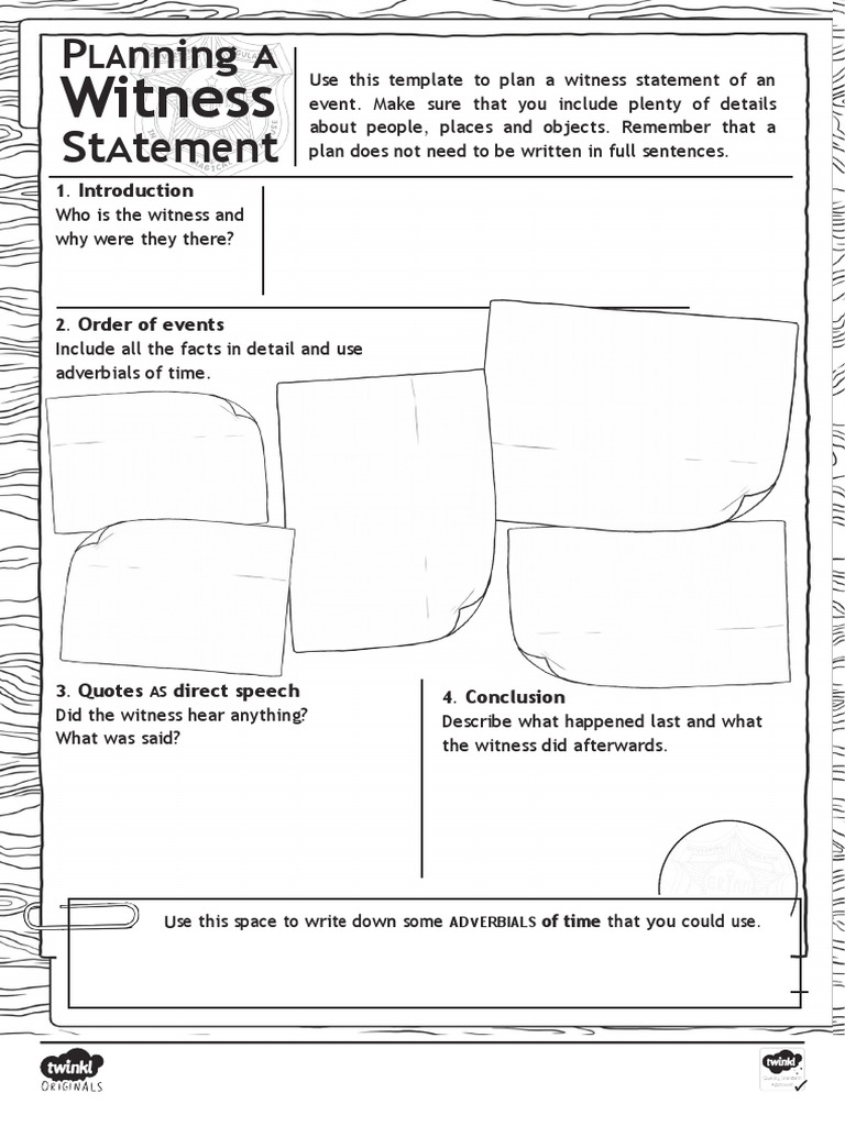 Planning A Witness Statement KS2 Activity Sheet | PDF | Career & Growth ...