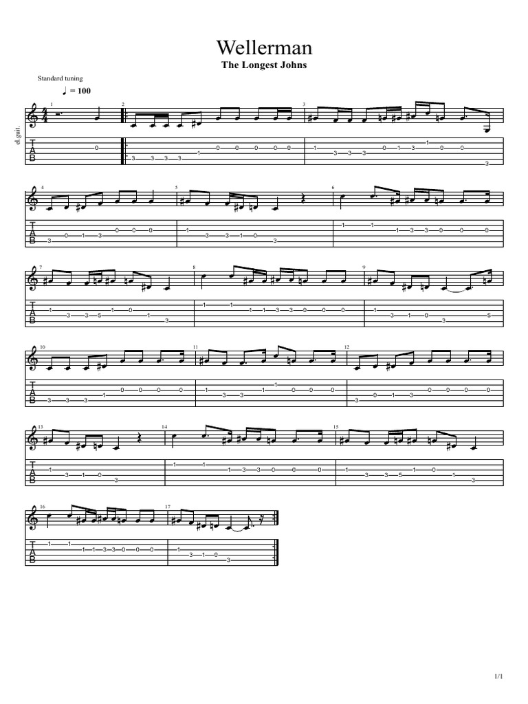 Partition de Wellerman pour guitare | PDF