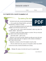 La Zorra y Las Uvas: Evaluación Unidad 4