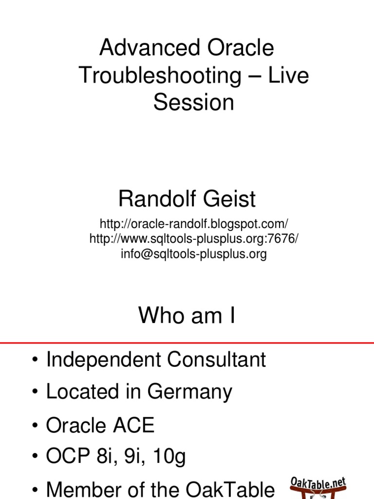 Advanced Oracle Troubleshooting Live | PDF | Oracle Database ...
