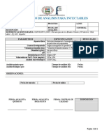 Certificado de Análisis para Inyectables