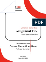 Assignment Cover Page Template