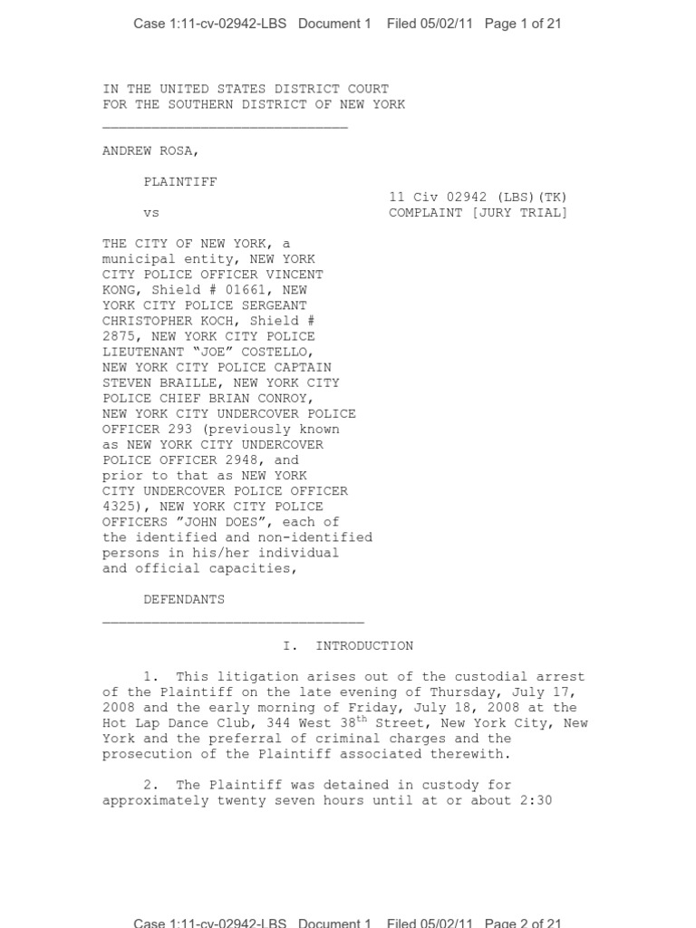Andrew Rosa v. The City of New York and New York City Police Officers ...