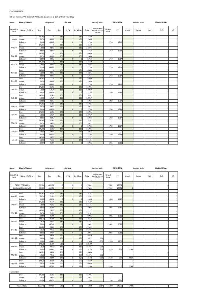 Salary Arrears Due and Drawn Statement | PDF | Business