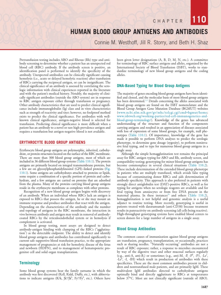 Human Blood Group Antigen and Antibody PDF Blood Type Antibody