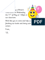 Writer's Celebration Invitation