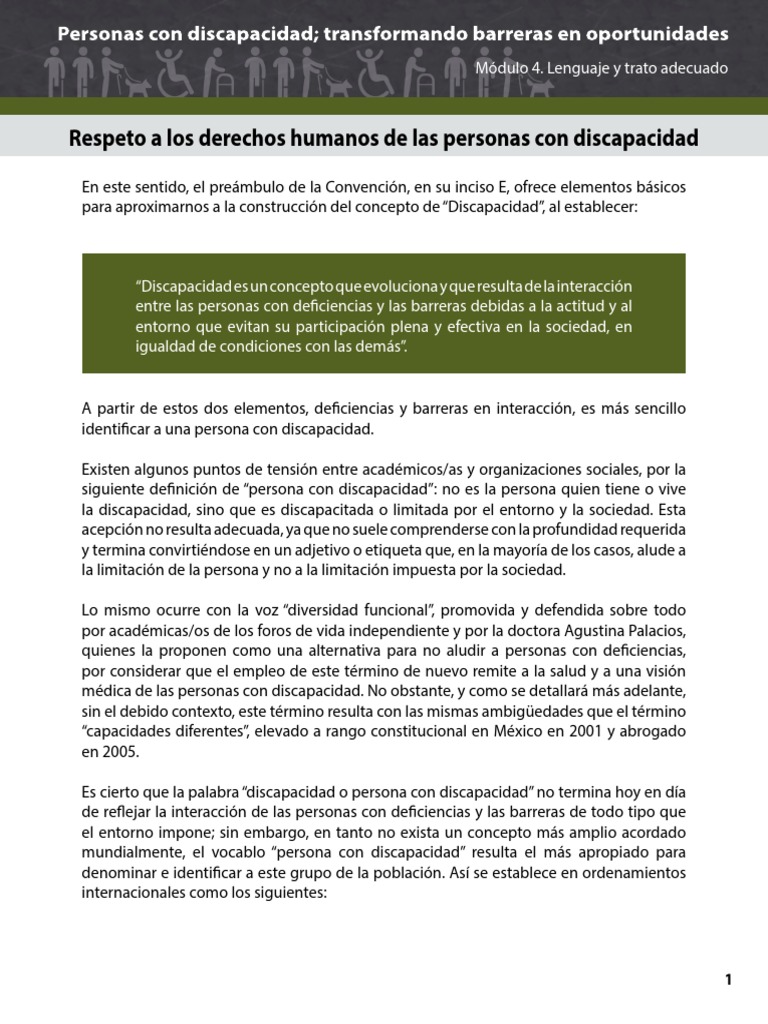 Respeto A Los Derechos Humanos de Las Personas Con Discapacidad | PDF ...