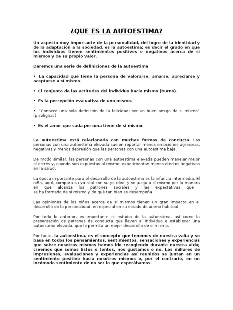 La Autoestima Final | PDF | Adultos | Felicidad
