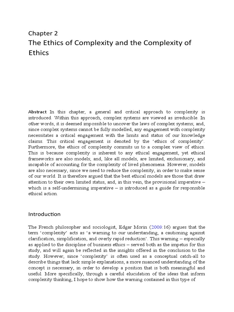 The Ethics of Complexity and The Complexity of Ethics | PDF ...