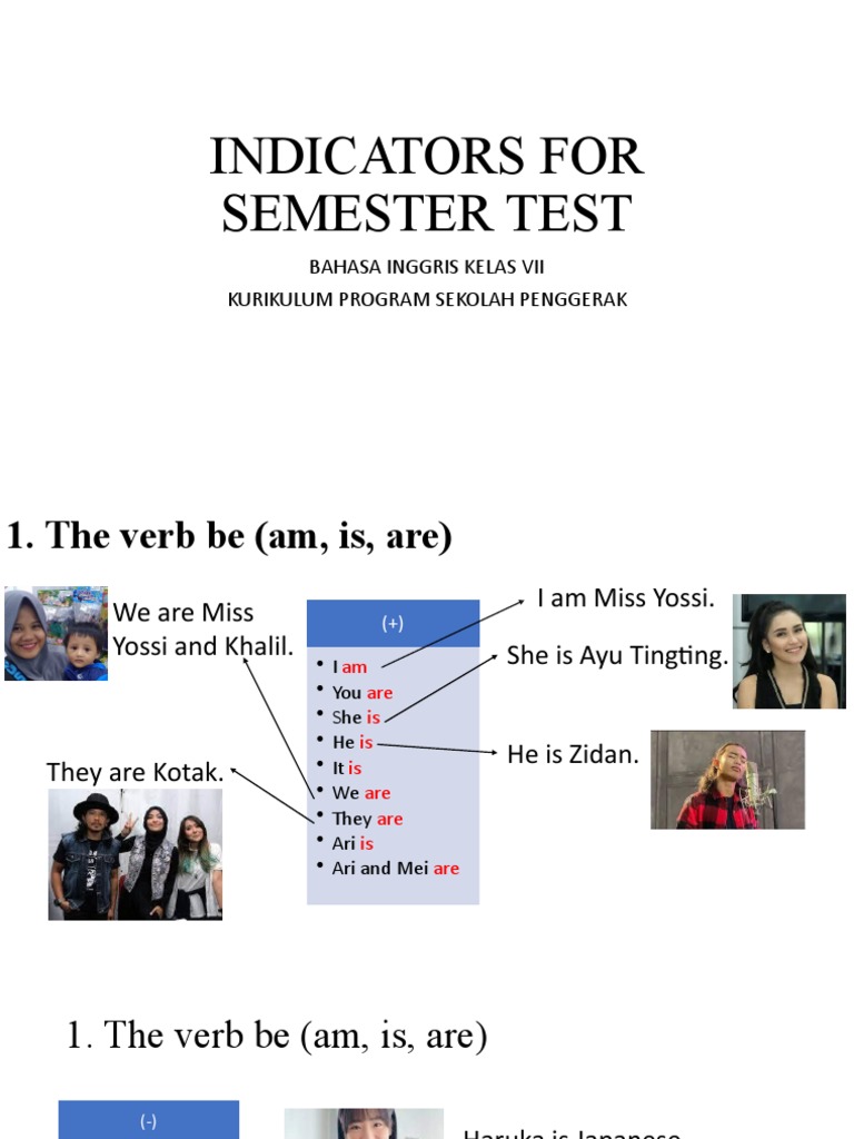 Indicators for Semester Test English Grammar Topics PDF