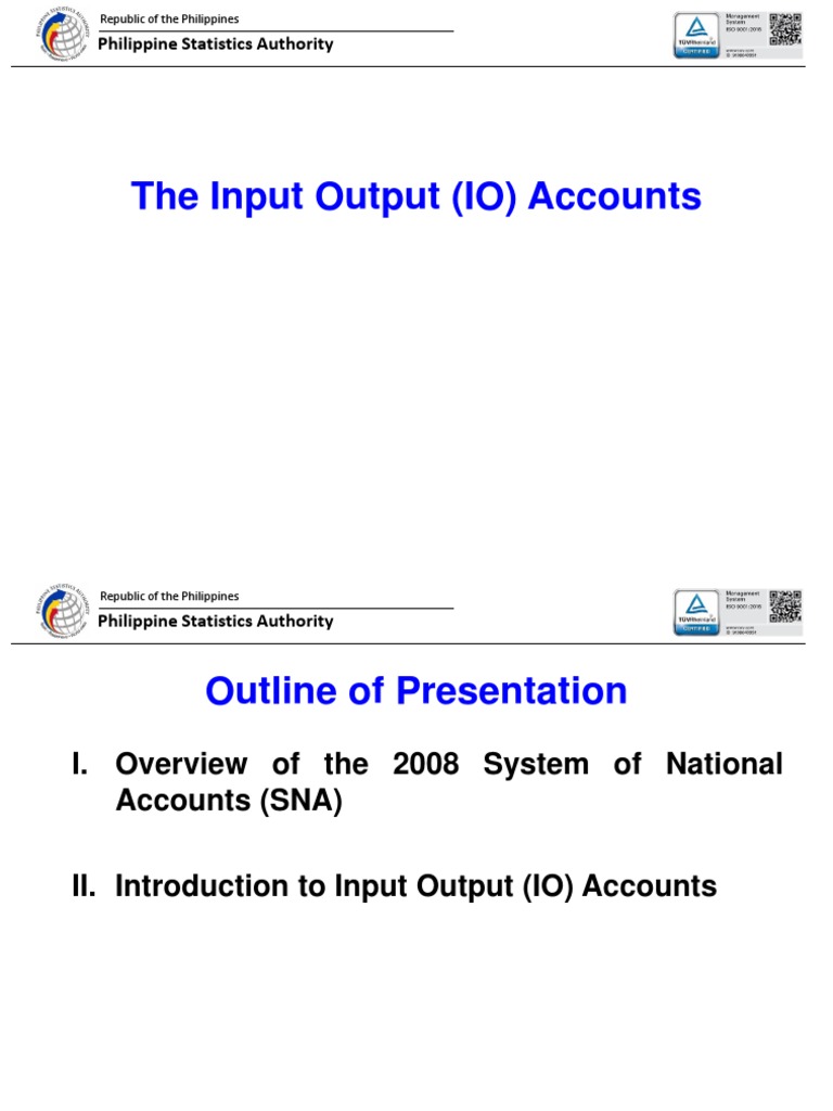 Philippine Input-Output Accounts Overview | PDF | Input–Output Model ...